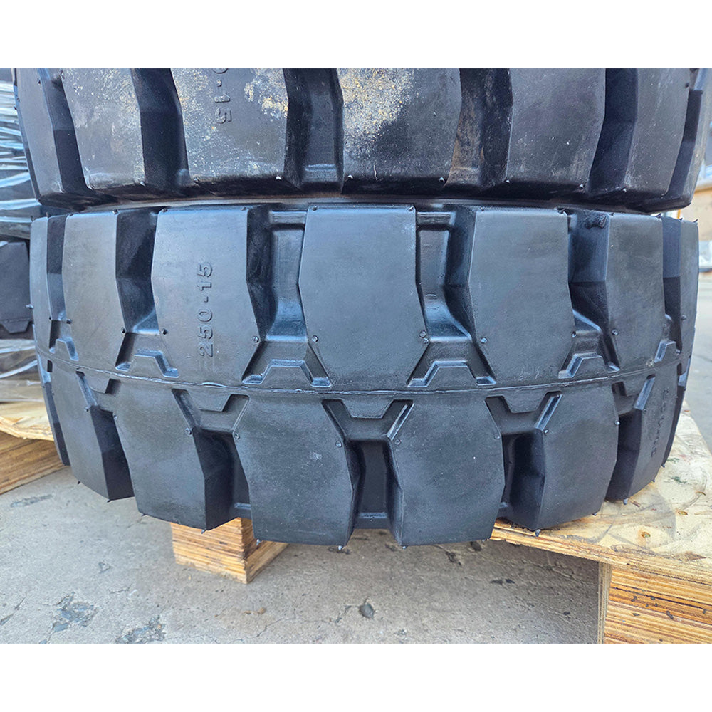 2-Pack Proven Part Solid Rubber Forklift Tires 250-15 Never Used