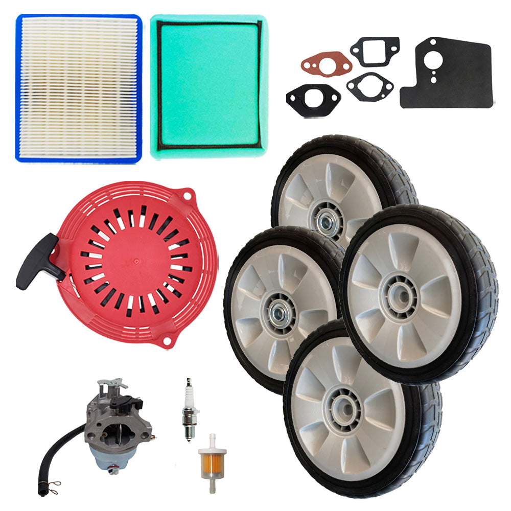 Proven Part Maintenance Kit With Air and Pre-Filter Spark Plug Fuel Filter Carburetor Gasket Set Recoil Front and Rear Wheels Fits Honda Fits HRR216K6,HRR216K7,HRR216K8,HRR216K9,HRR216K4,HRR216K5