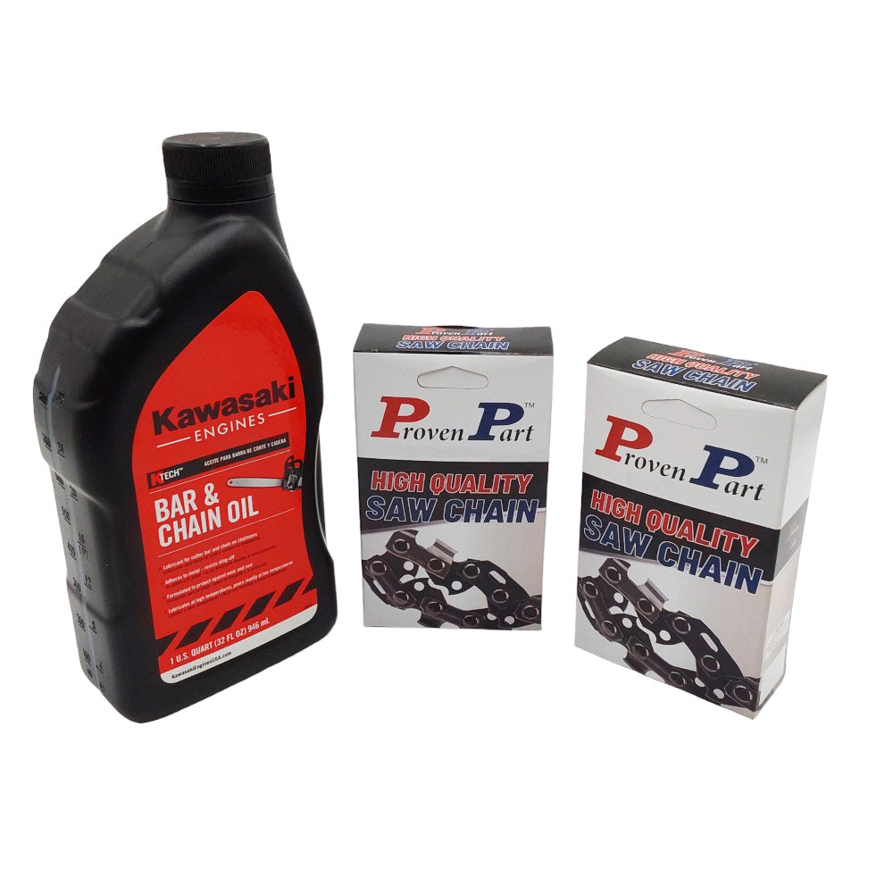 Proven Part 2-14" Full Chisel Chain 3610-005-0050 Pitch 3/8" LP .043" G 50DL, 1 Qt Chain Bar Oil
