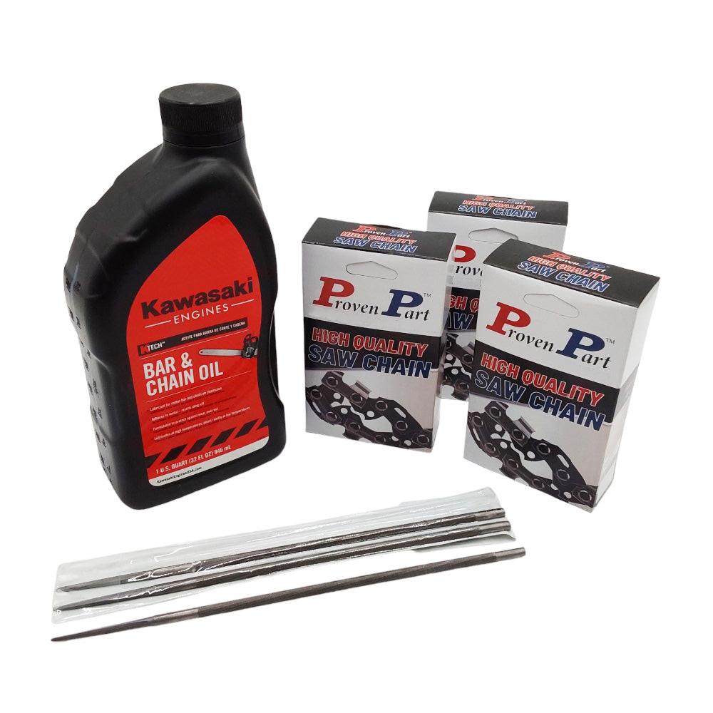 Proven Part (3) 18" Full Skip Chain For 18" Bar 3/8" Pitch .050" Gauge 68DL Fits Husqvarna 455 Rancher (1) Qt Oil (3) Files