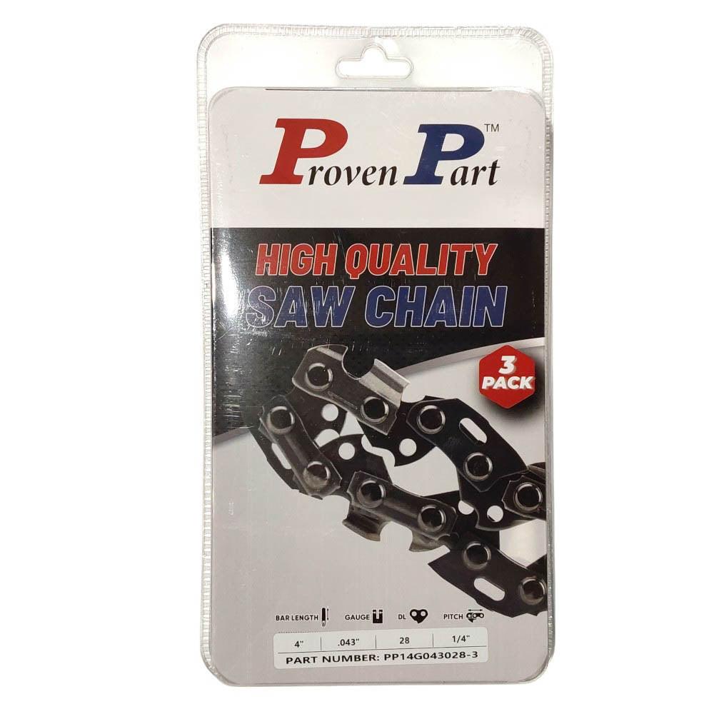 Proven Part 3x Semi Chisel Chain 1/4 .043 28DL Fits Stihl GTA 26 3670 005 0028 71PM3 28