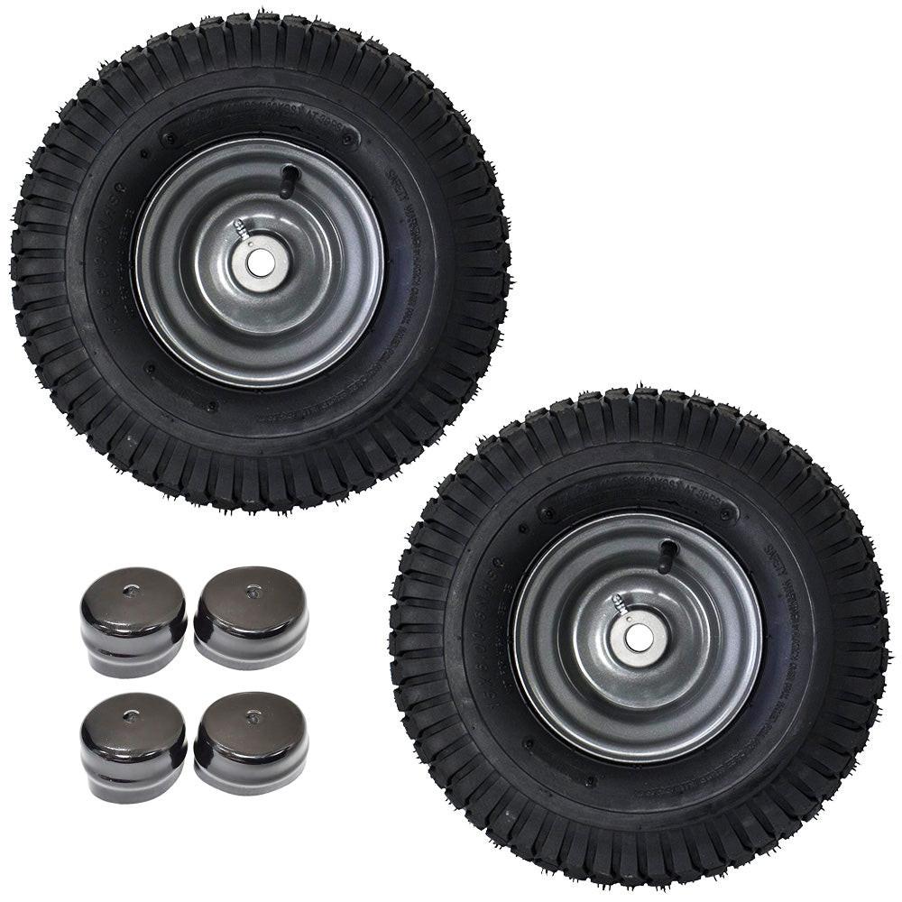 Proven Part 2-Pack Front Tire and Rim 15x6-6 For Craftsman For Husqvarna 532106222 With Dust Covers