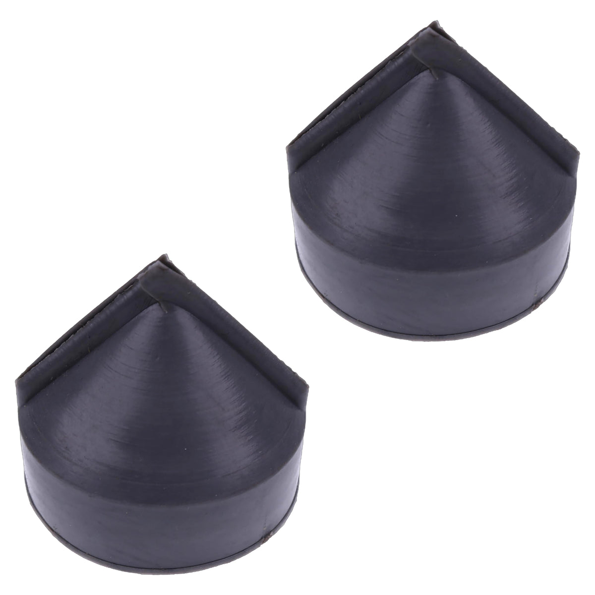 Set of two dark rubber dust ejector valves with curved cup shape