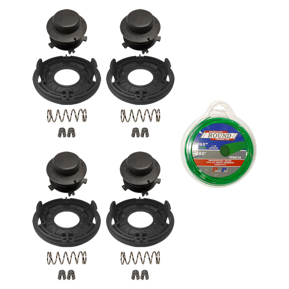 (4) Proven Part Trimmer Head Kit 4002-713-3017 4002-713-9708 0000-997-1501 .095 Trimmer Line Fits 25-2