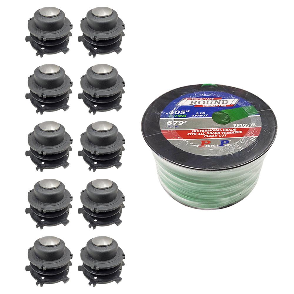 (10) Trimmer Spools & Line Fits 27-2 and 25-2 For Stihl 4002 713 3017 4002 710 4321
