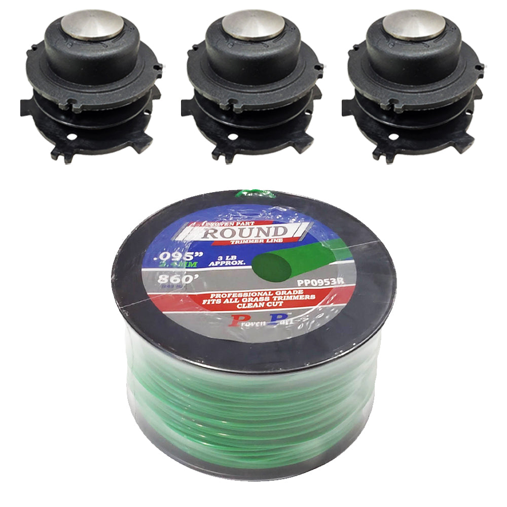 (3) Trimmer Spools & Line Fits 25-2 and 27-2 For Stihl 4002 710 4321 4002 713 3017