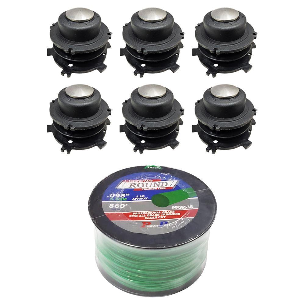(6) Trimmer Spools & Line Fits 25-2 and 27-2 For Stihl 4002 710 4321 4002 713 3017