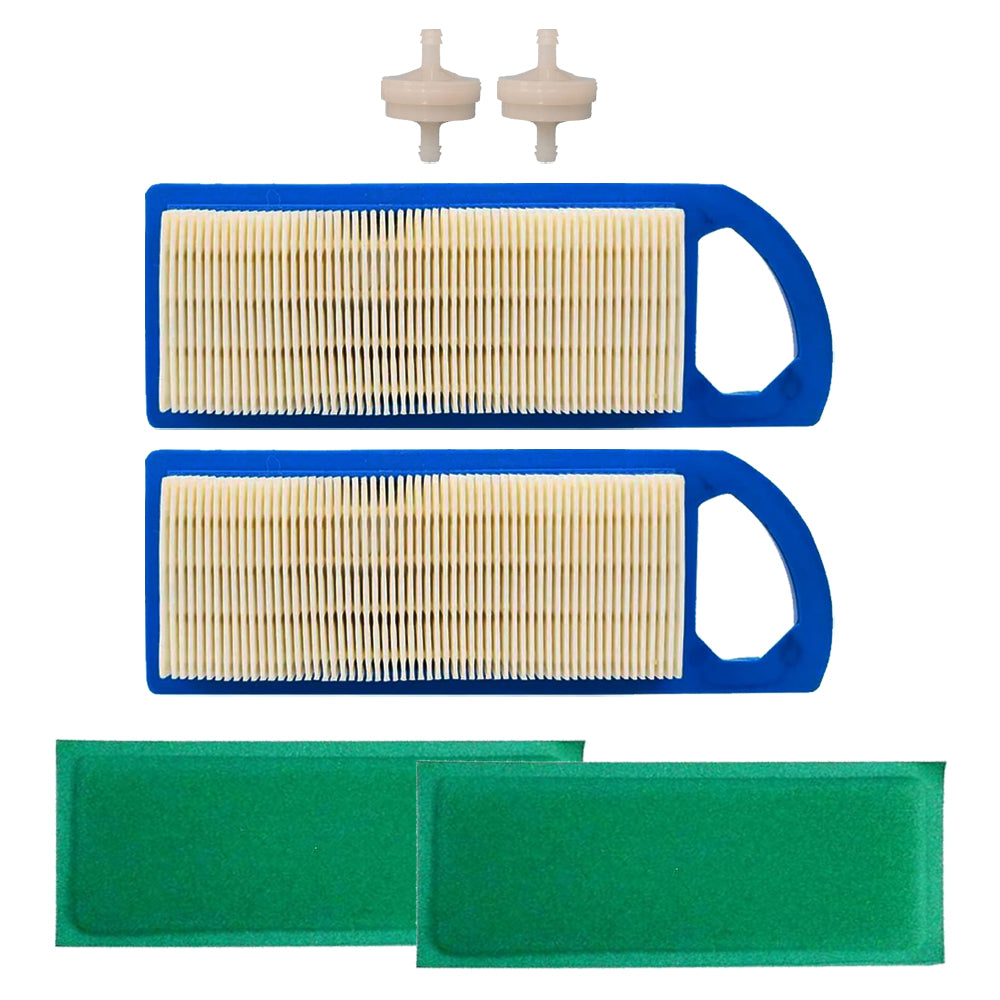 2 Pack Air Filter Kit Fuel Filter Fits Briggs & Stratton 697153 697015