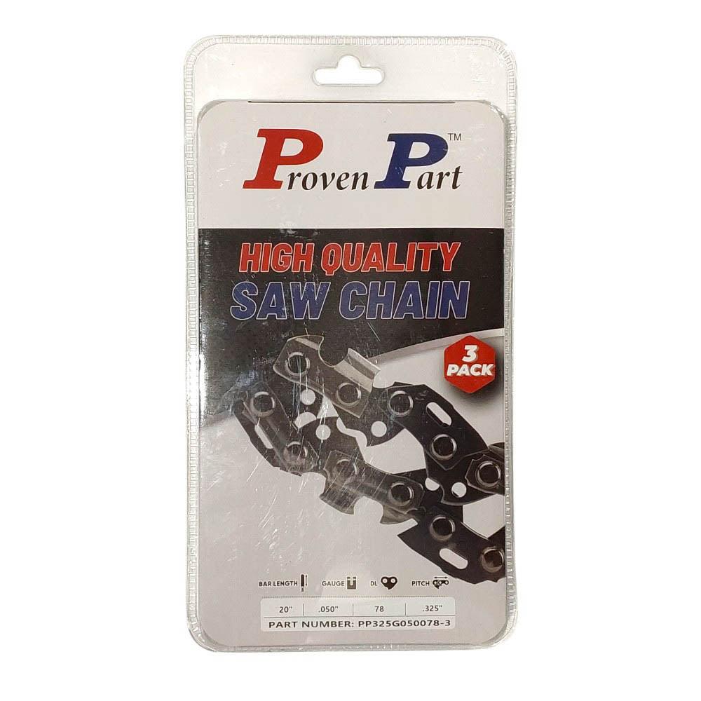 Proven Part 3-Pack of chainsaw Chain 325 Pitch 050 Gauge 78 DL Fits Echo 20A0AD3378