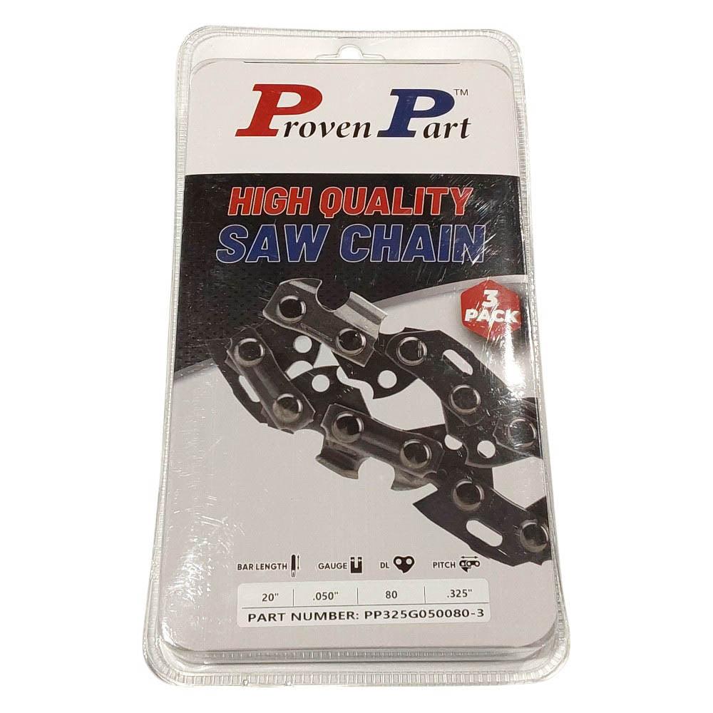 Proven Part 3-Pack of chainsaw Chain 325 Pitch 050 Gauge 80 DL Fits Oregon 20BPX080G