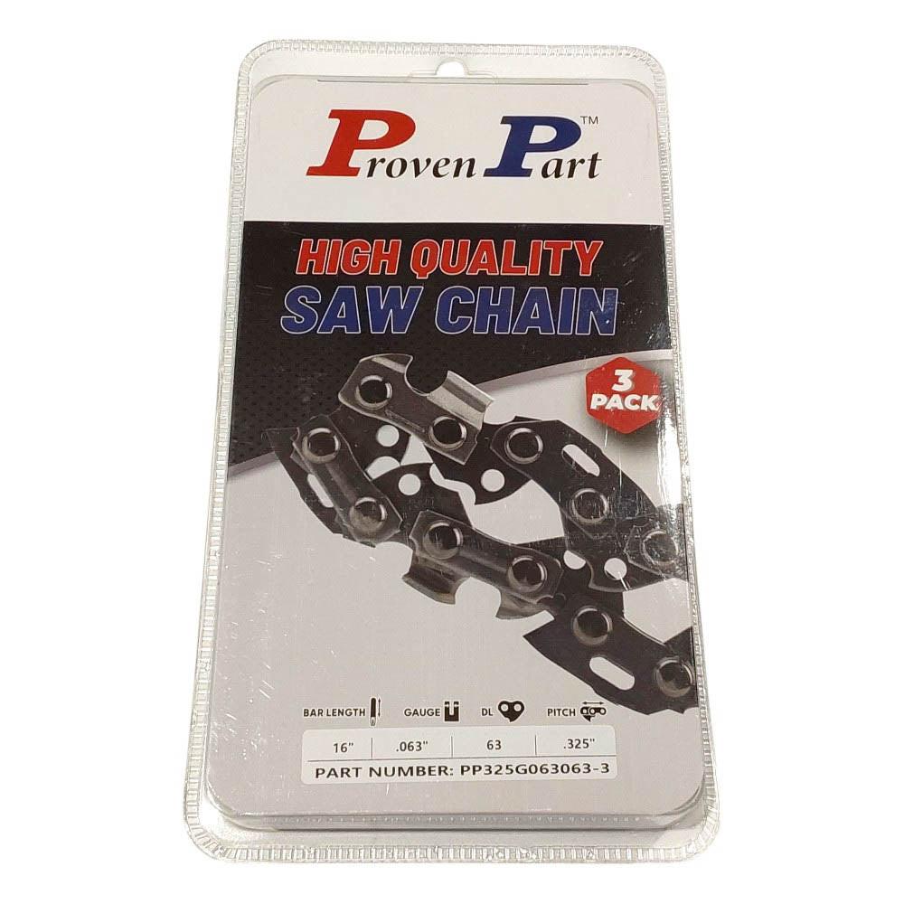 Proven Part 3-Pack of chainsaw Chain 325 Pitch 063 Gauge 63 DL Fits Stihl 26RM3