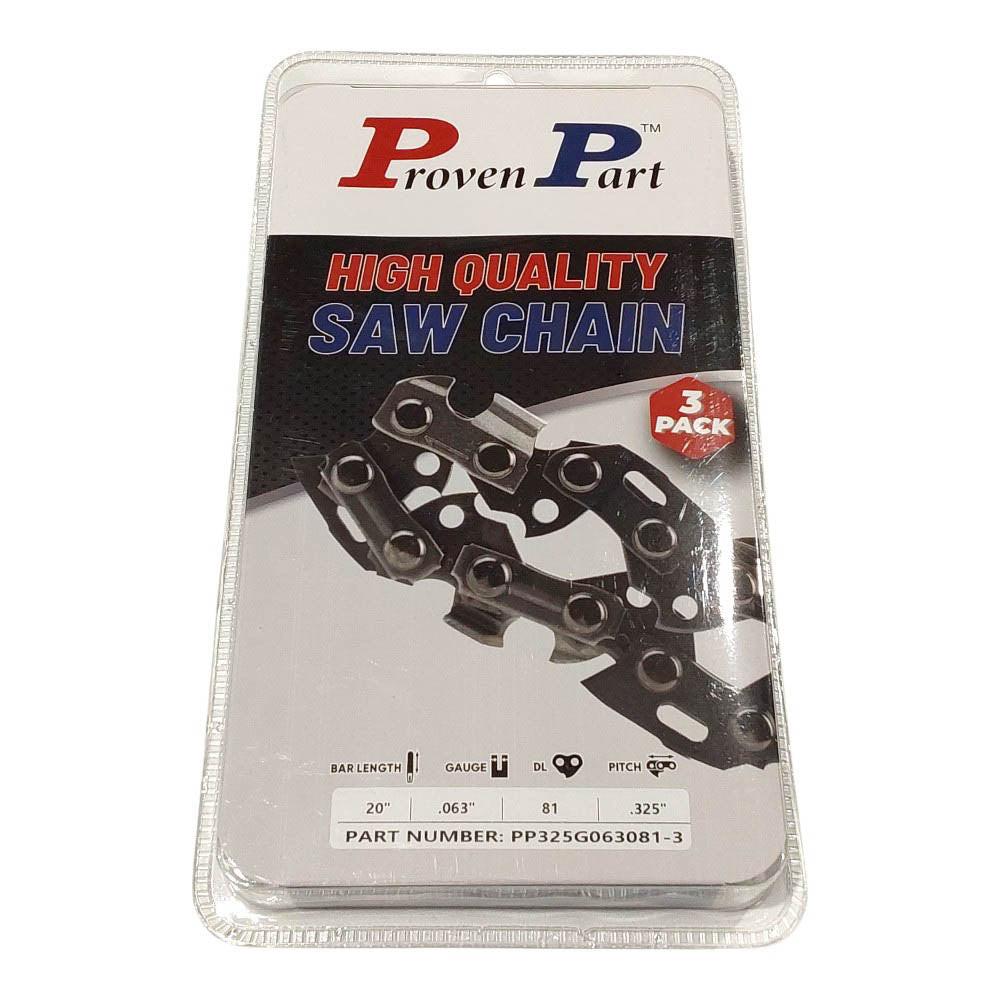 Proven Part 3-Pack of chainsaw Chain 325 Pitch 063 Gauge 81 DL Fits Stihl 26RM3 81