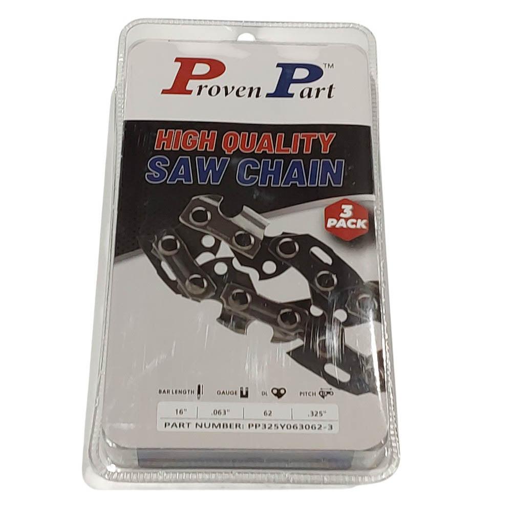 Proven Part 3-Pack of chainsaw Chain 325 Pitch 063 Gauge 62 DL Fits Stihl 26RM3 62
