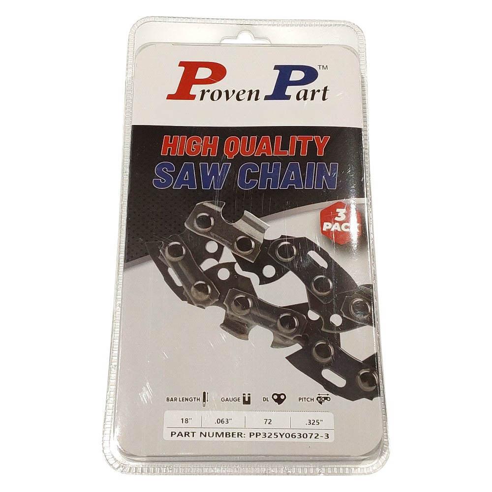 Proven Part 3-Pack of chainsaw Chain 325 Pitch 063 Gauge 72 DL Fits Oregon 35LG072