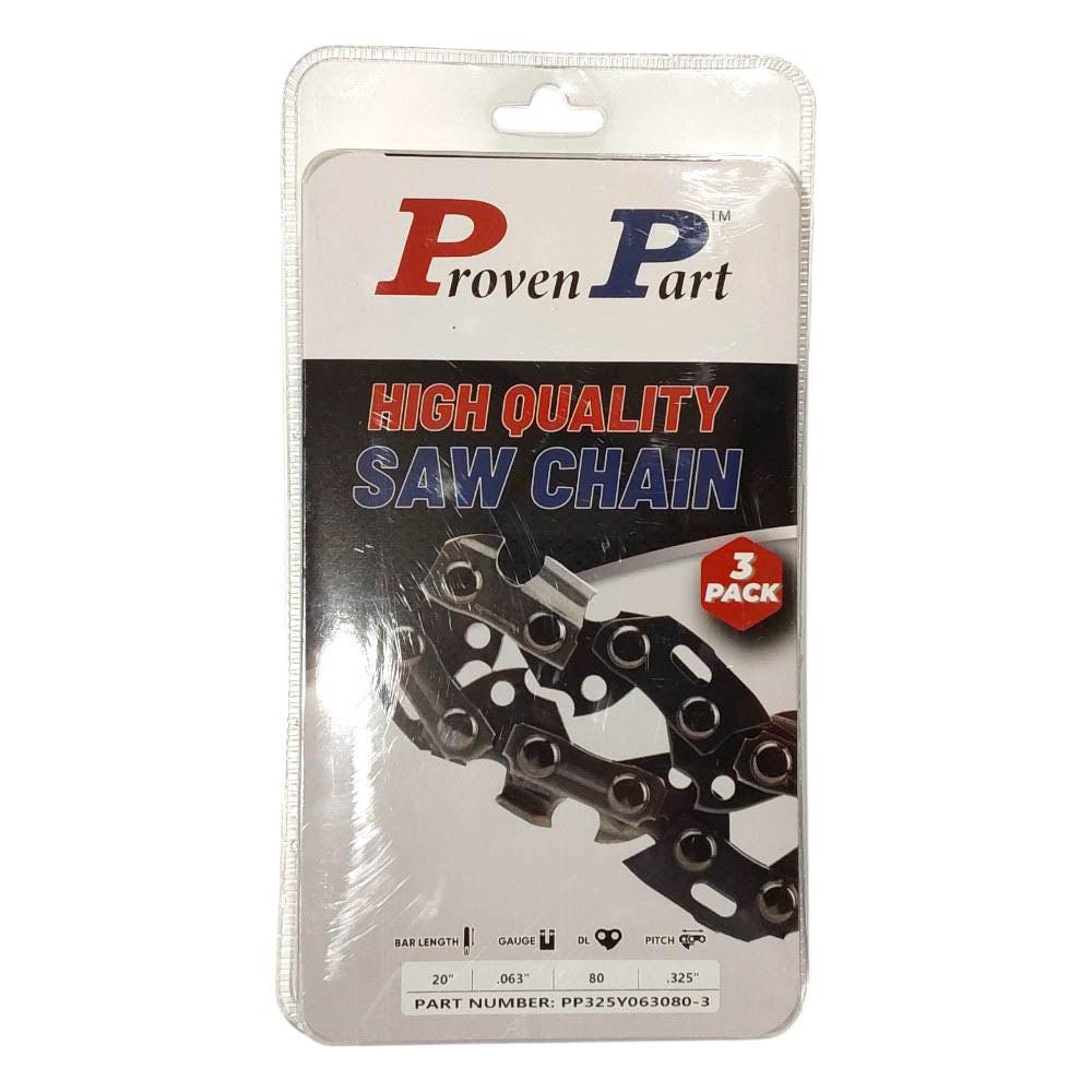 Proven Part 3-Pack of chainsaw Chain 325 Pitch 063 Gauge 80 DL Fits Oregon 35LG080