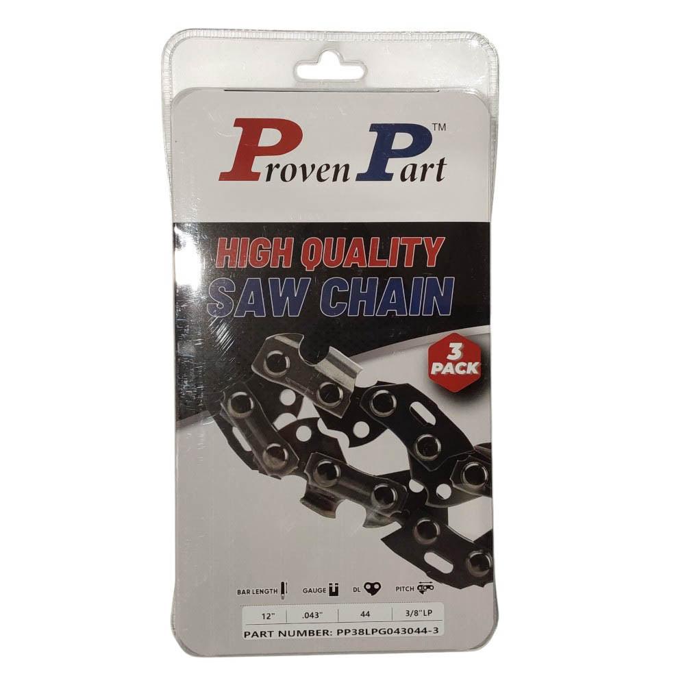 Proven Part 3x Semi Chisel Chain Low Profile 3/8 .043 44DL Fits Red Max PSZ 2500S POLE SA