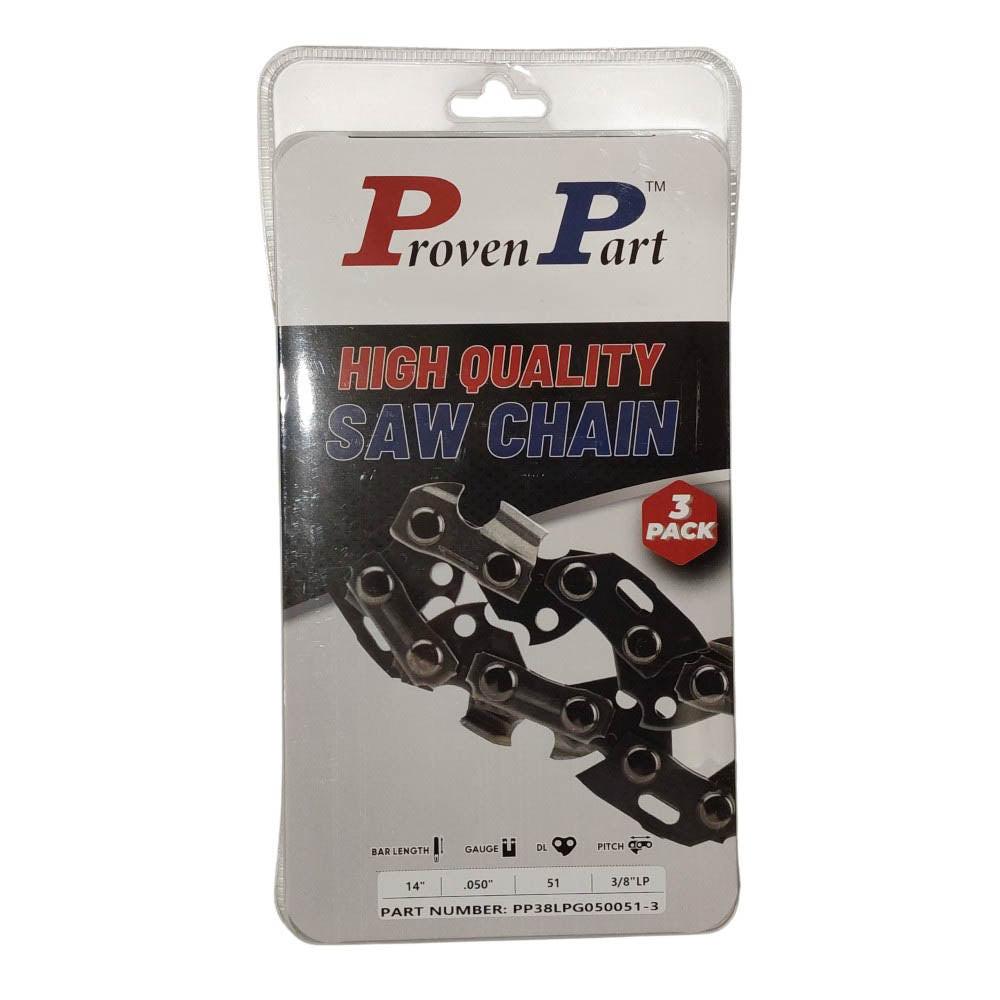 Proven Part 3-Pack of chainsaw Chain 38LP Pitch 050 Gauge 51 DL Fits Oregon 91PXL051G