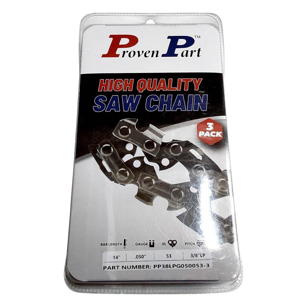 Proven Part 3-Pack of chainsaw Chain 38LP Pitch 050 Gauge 53 DL Fits Earthwise CS92003WB