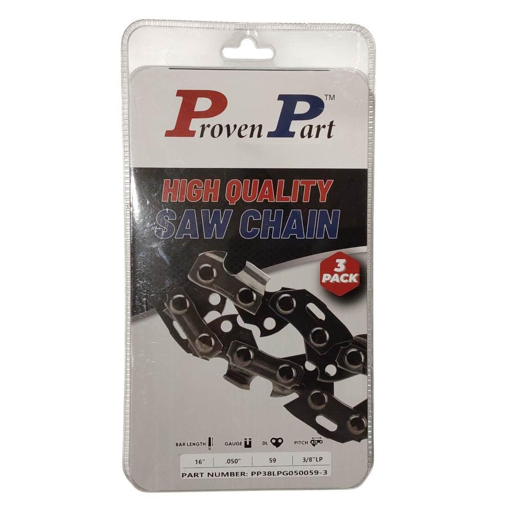 Proven Part 3-Pack of chainsaw Chain 38LP Pitch 050 Gauge 59 DL Fits Oregon 91PXL059G