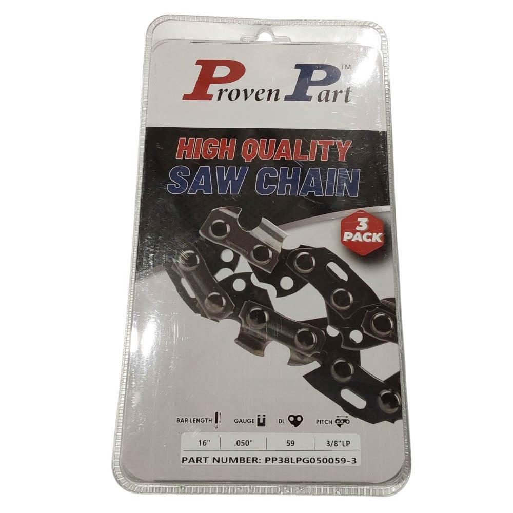 Proven Part 3-Pack of chainsaw Chain 38LP Pitch 050 Gauge 59 DL Fits Oregon 91PXL059G
