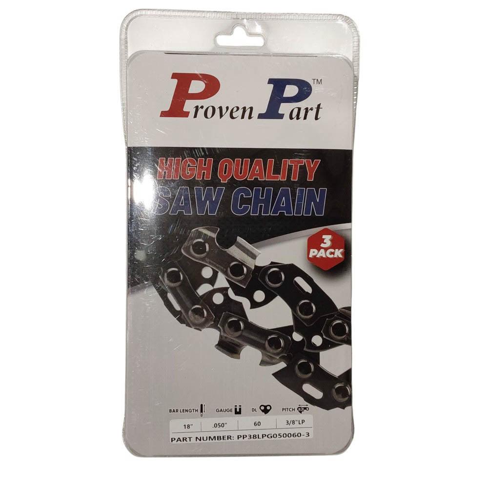 Proven Part 3-Pack of chainsaw Chain 38LP Pitch 050 Gauge 60 DL Fits Mcculloch PM370