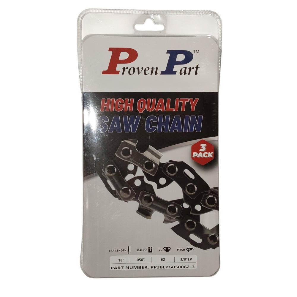 Proven Part 3-Pack of chainsaw Chain 38LP Pitch 050 Gauge 62 DL Fits Echo 91PX62CQ