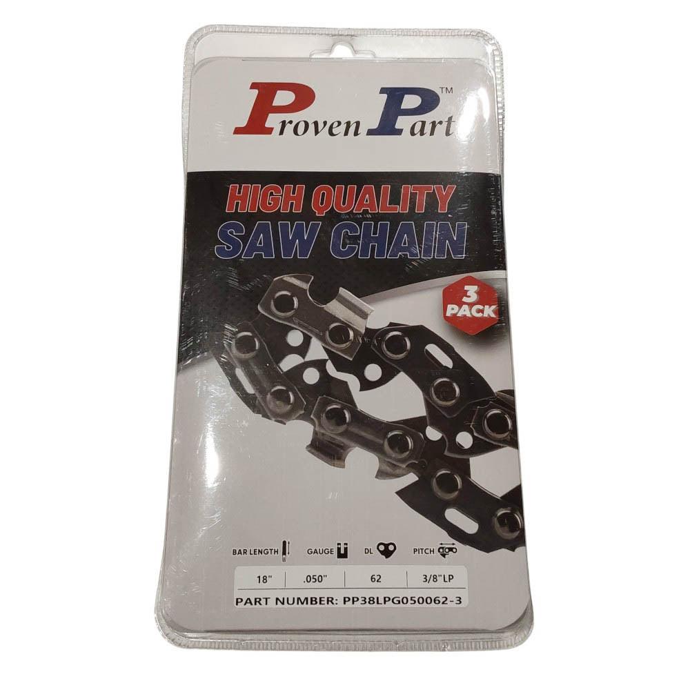 Proven Part 3-Pack of chainsaw Chain 38LP Pitch 050 Gauge 62 DL Fits Echo 91PX62CQ