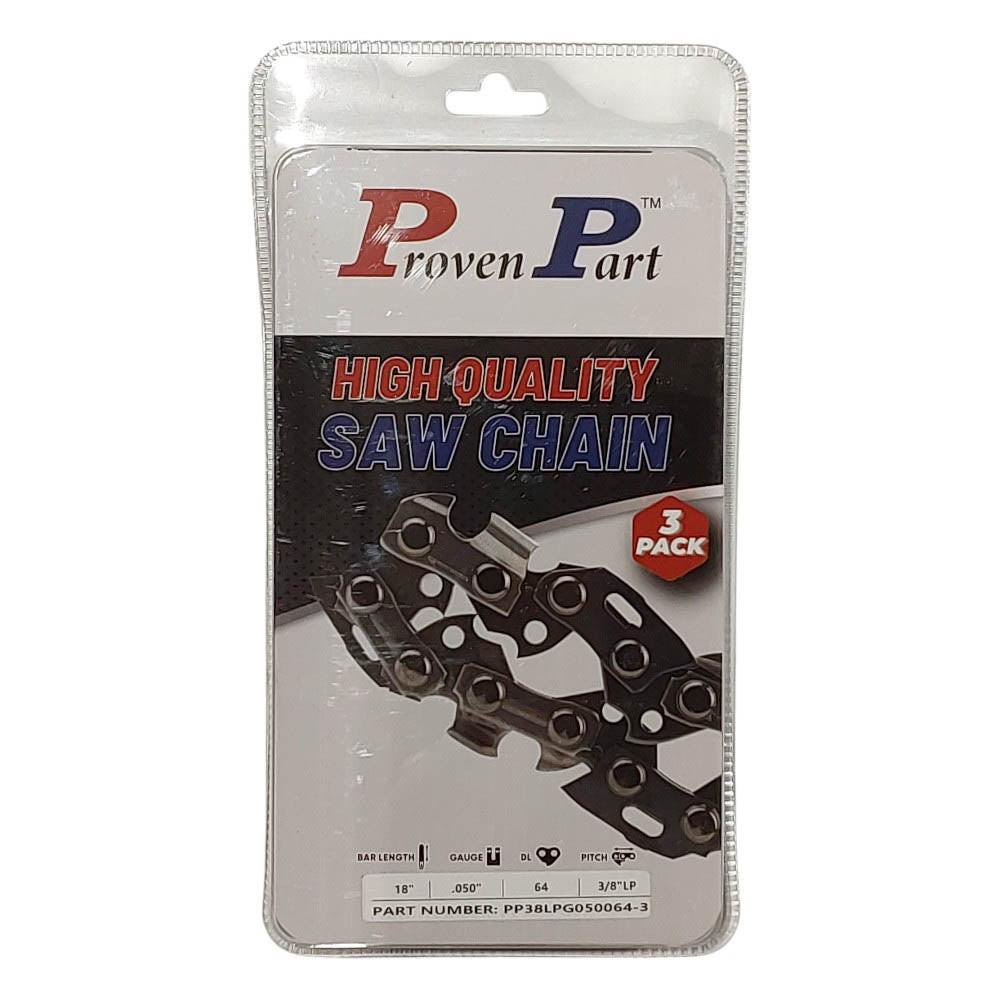 Proven Part 3-Pack of chainsaw Chain 38LP Pitch 050 Gauge 64 DL Fits Oregon 91PXL064G