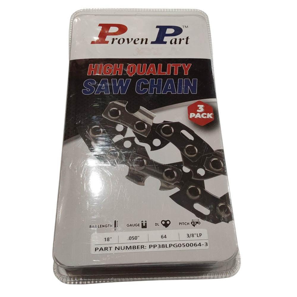 Proven Part 3-Pack of chainsaw Chain 38LP Pitch 050 Gauge 64 DL Fits Oregon 91PXL064G