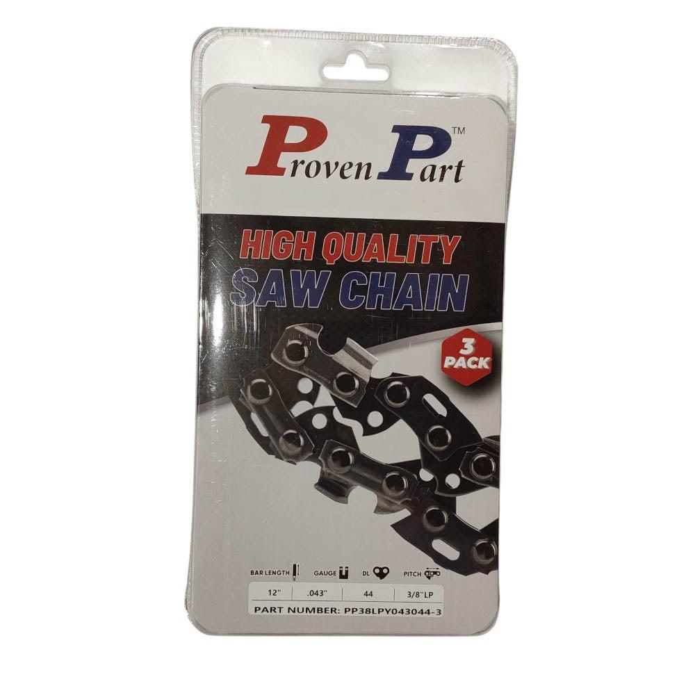 Proven Part 3-Pack of chainsaw Chain 38LP Pitch 043 Gauge 44 DL Fits Echo 90VXL44CQ