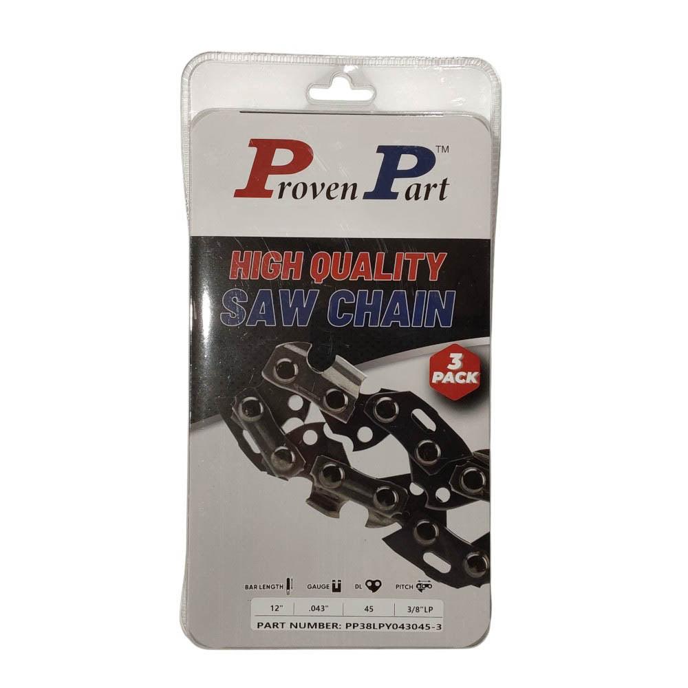 Proven Part 3PK Full Chisel Chain 3/8" LP .043" 45DL For Craftsman Fits 90PX045G