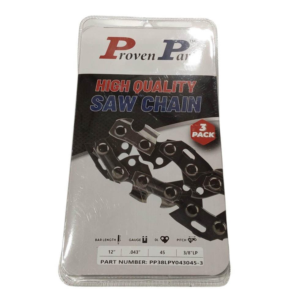 Proven Part 3PK Full Chisel Chain 3/8" LP .043" 45DL For Craftsman Fits 90PX045G