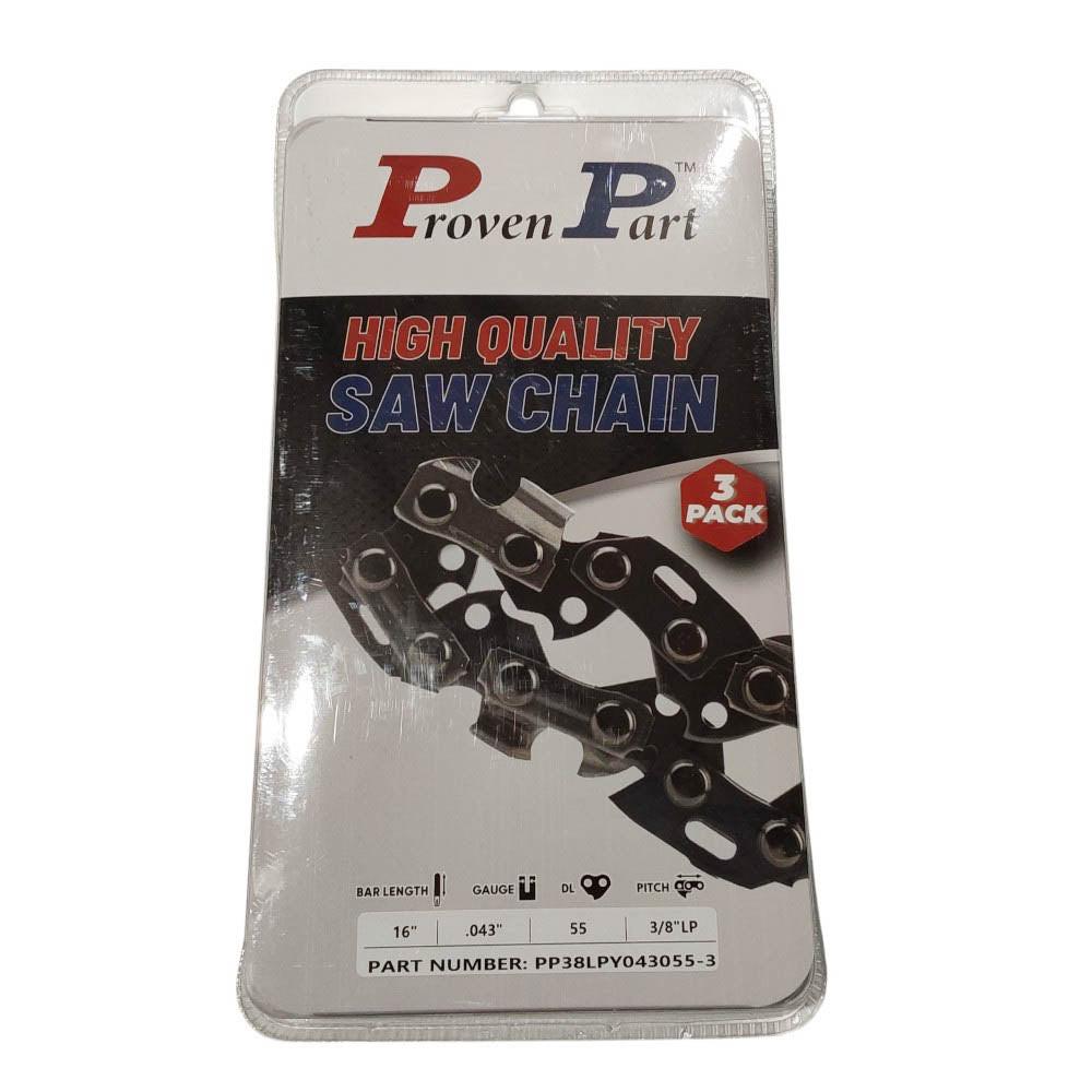 Proven Part 3PK Full Chisel Chain 3/8"LP .043" 55DL For Stihl Fits 3610 005 0055
