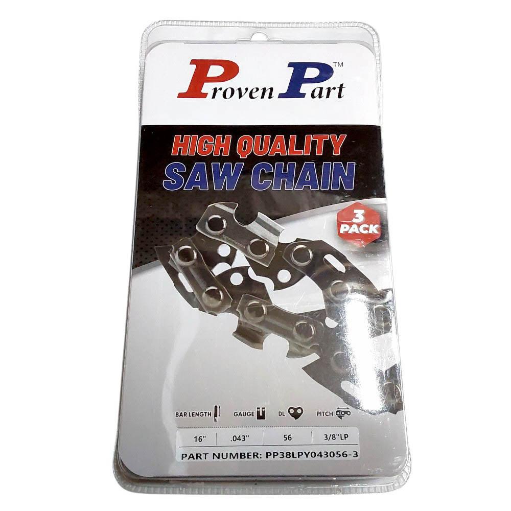 Proven Part 3PK Full Chisel Chain 3/8" LP .043" 56DL For Allis Chambers Fits 91PX056G