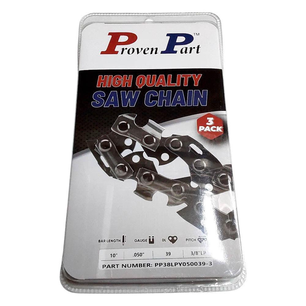 Proven Part 3-Pack of chainsaw Chain 38LP Pitch 050 Gauge 39 DL Fits Echo 91VXL039CQ