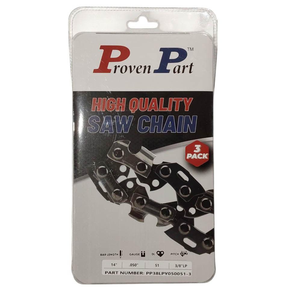 Proven Part 3-Pack of chainsaw Chain 38LP Pitch 050 Gauge 51 DL Fits Oregon 91VXL051