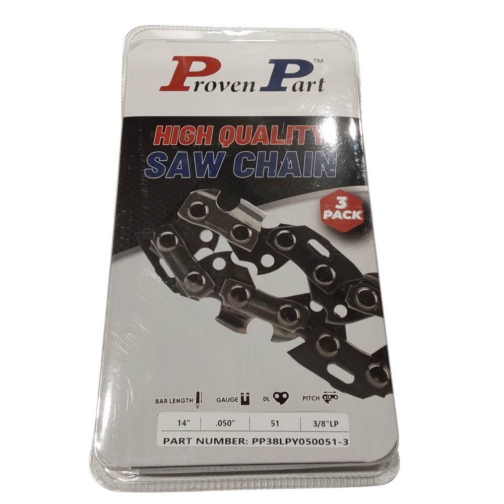 Proven Part 3-Pack of chainsaw Chain 38LP Pitch 050 Gauge 51 DL Fits Oregon 91VXL051