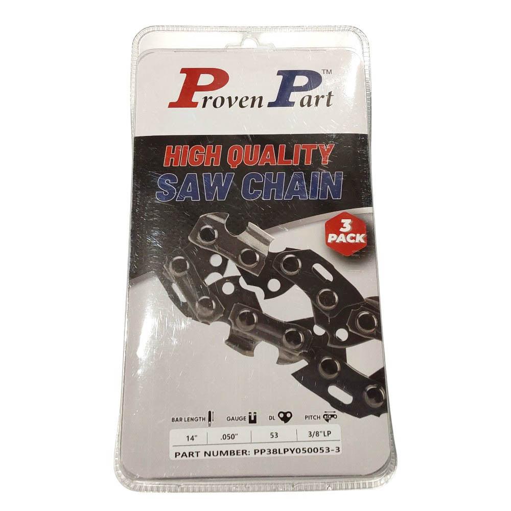 Proven Part 3-Pack of chainsaw Chain 38LP Pitch 050 Gauge 53 DL Fits Earthwise CS92003WB