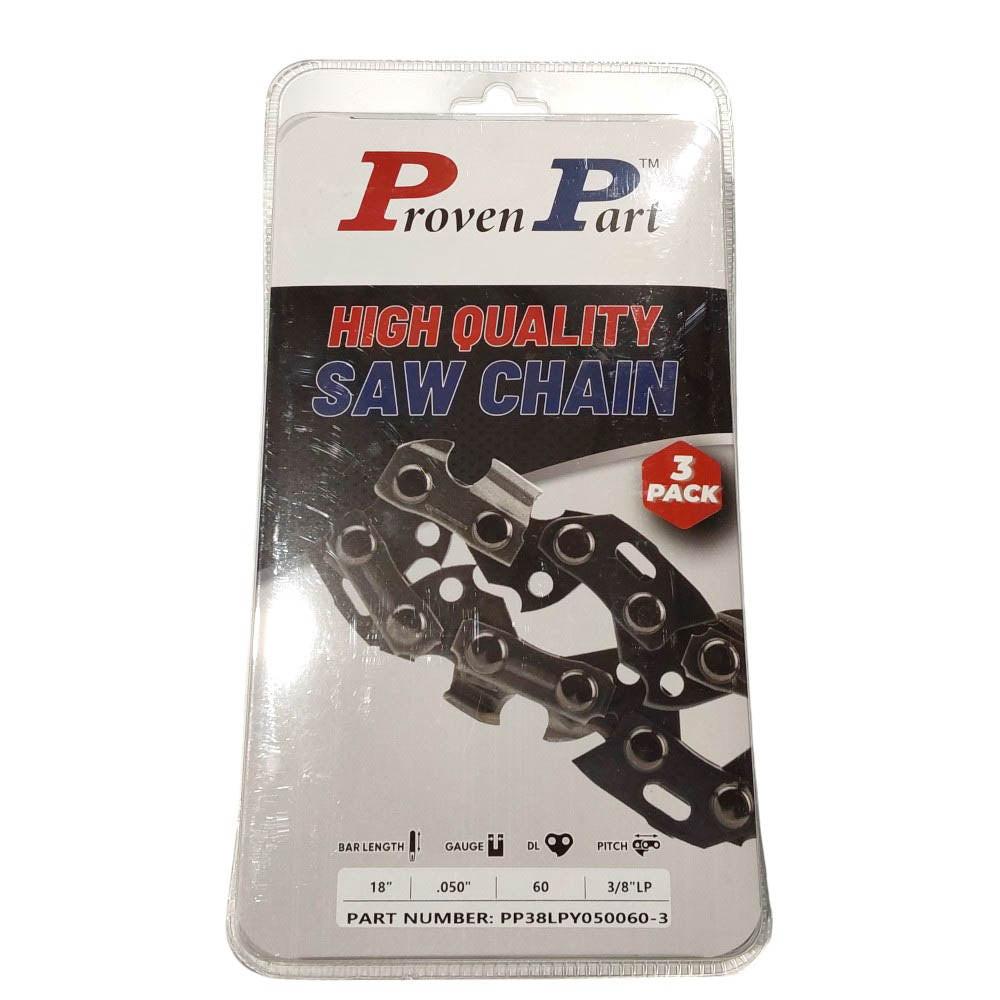 Proven Part 3-Pack of chainsaw Chain 38LP Pitch 050 Gauge 60 DL Fits Mcculloch SPR370