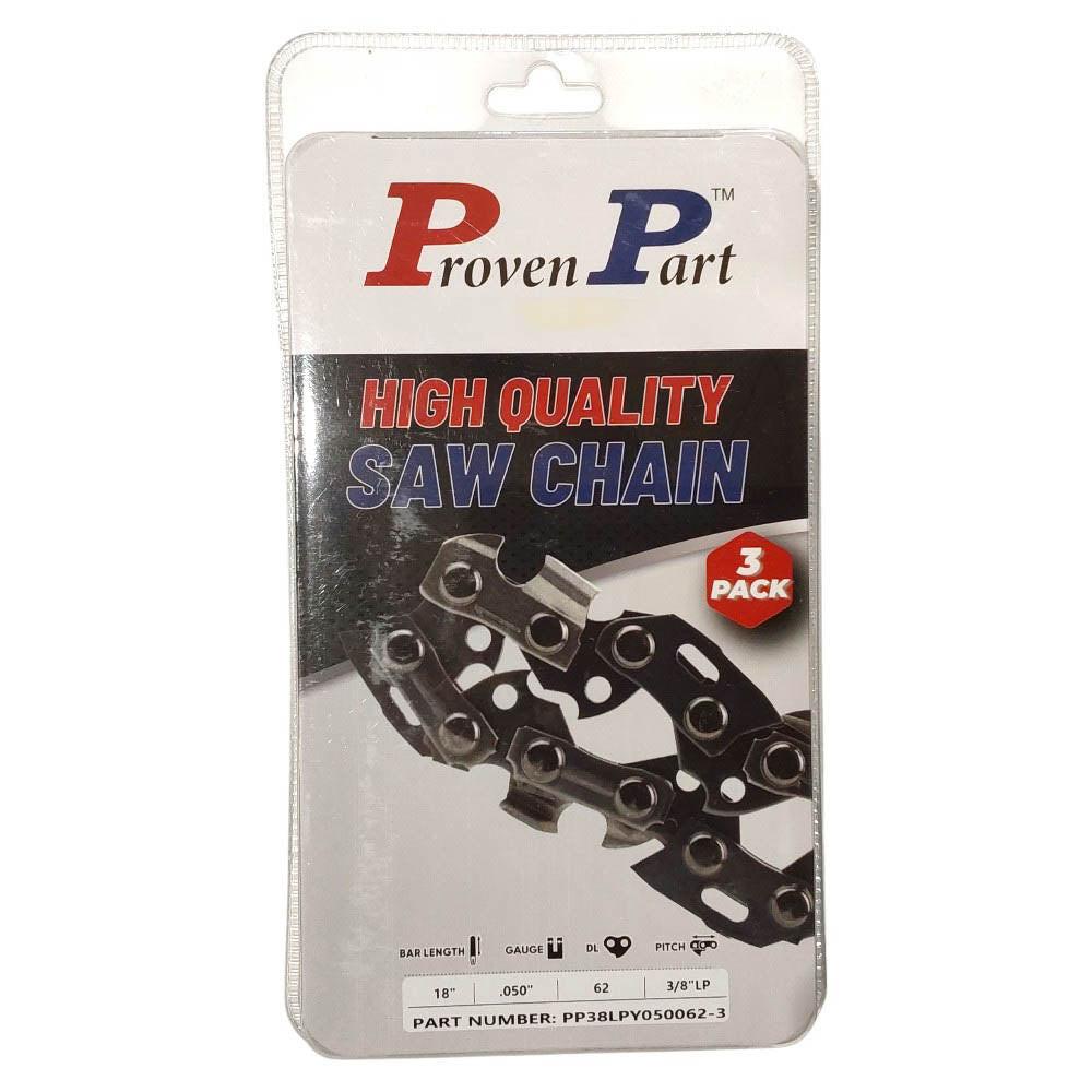 Proven Part 3-Pack of chainsaw Chain 38LP Pitch 050 Gauge 62 DL Fits Black & Decker 90609779
