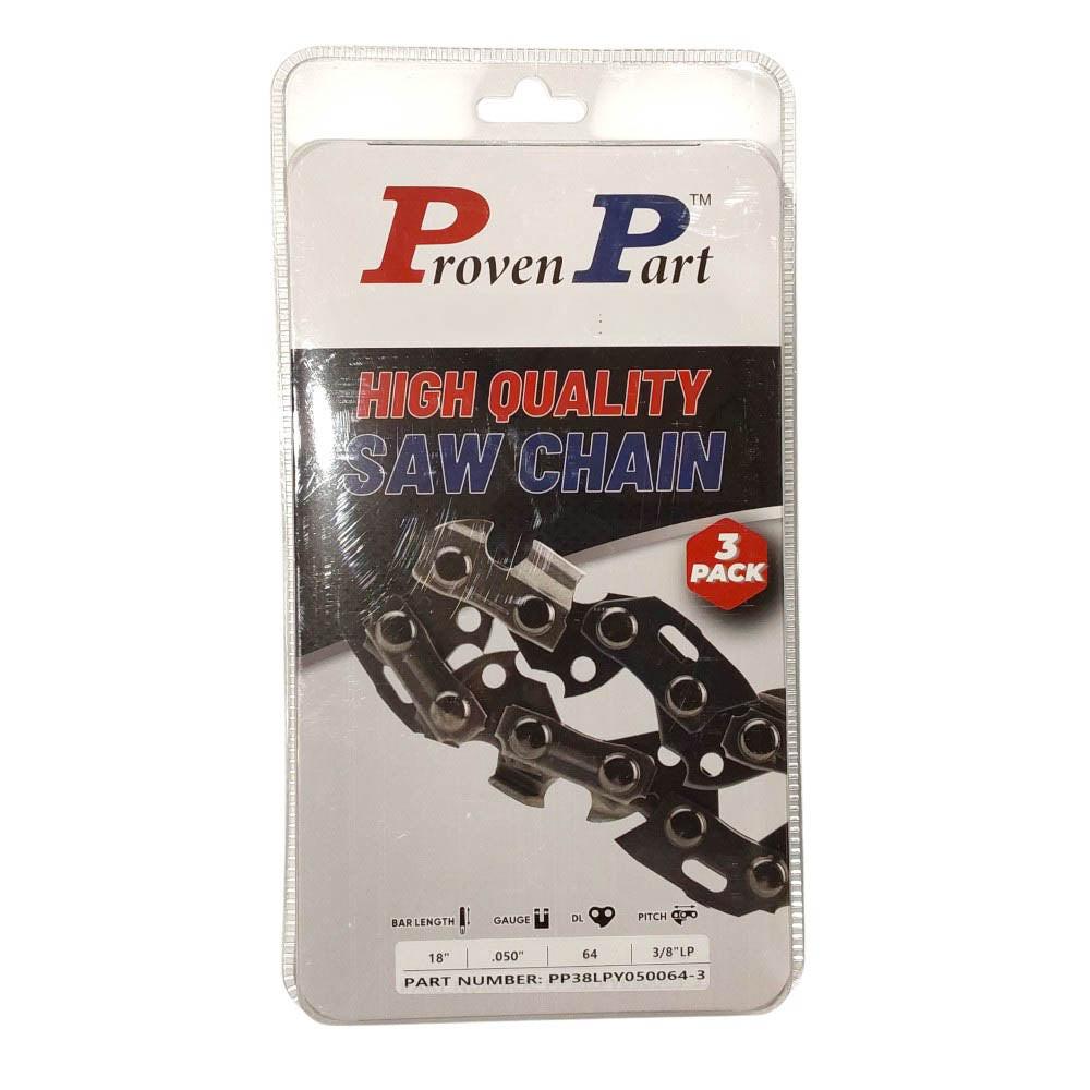 Proven Part 3-Pack of chainsaw Chain 38LP Pitch 050 Gauge 64 DL Fits Oregon 91VXL064