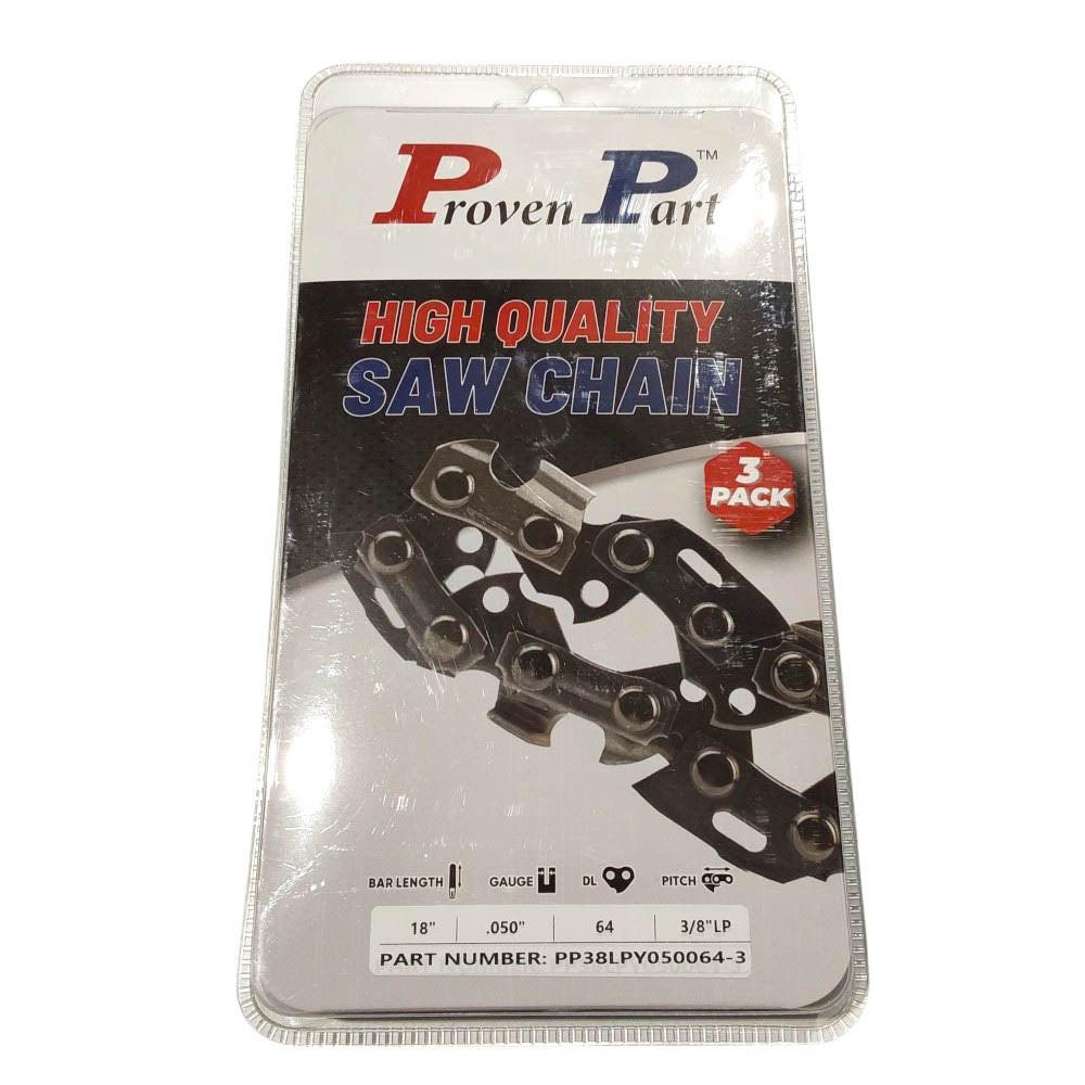 Proven Part 3-Pack of chainsaw Chain 38LP Pitch 050 Gauge 64 DL Fits Oregon 91VXL064
