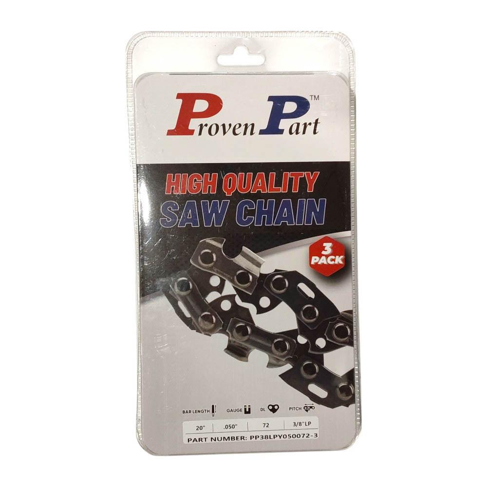 Proven Part 3-Pack of chainsaw Chain 38LP Pitch 050 Gauge 72 DL Fits Ryobi RY20C1