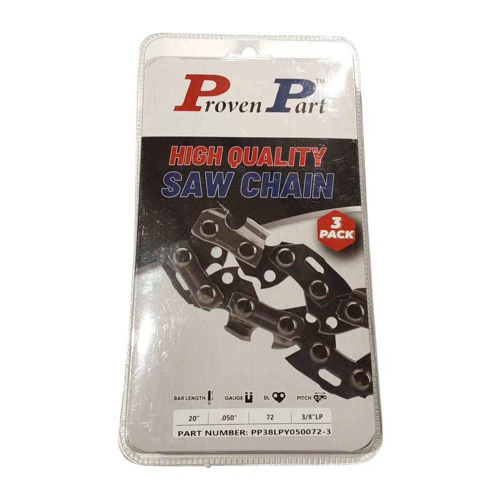 Proven Part 3-Pack of chainsaw Chain 38LP Pitch 050 Gauge 72 DL Fits Ryobi RY20C1