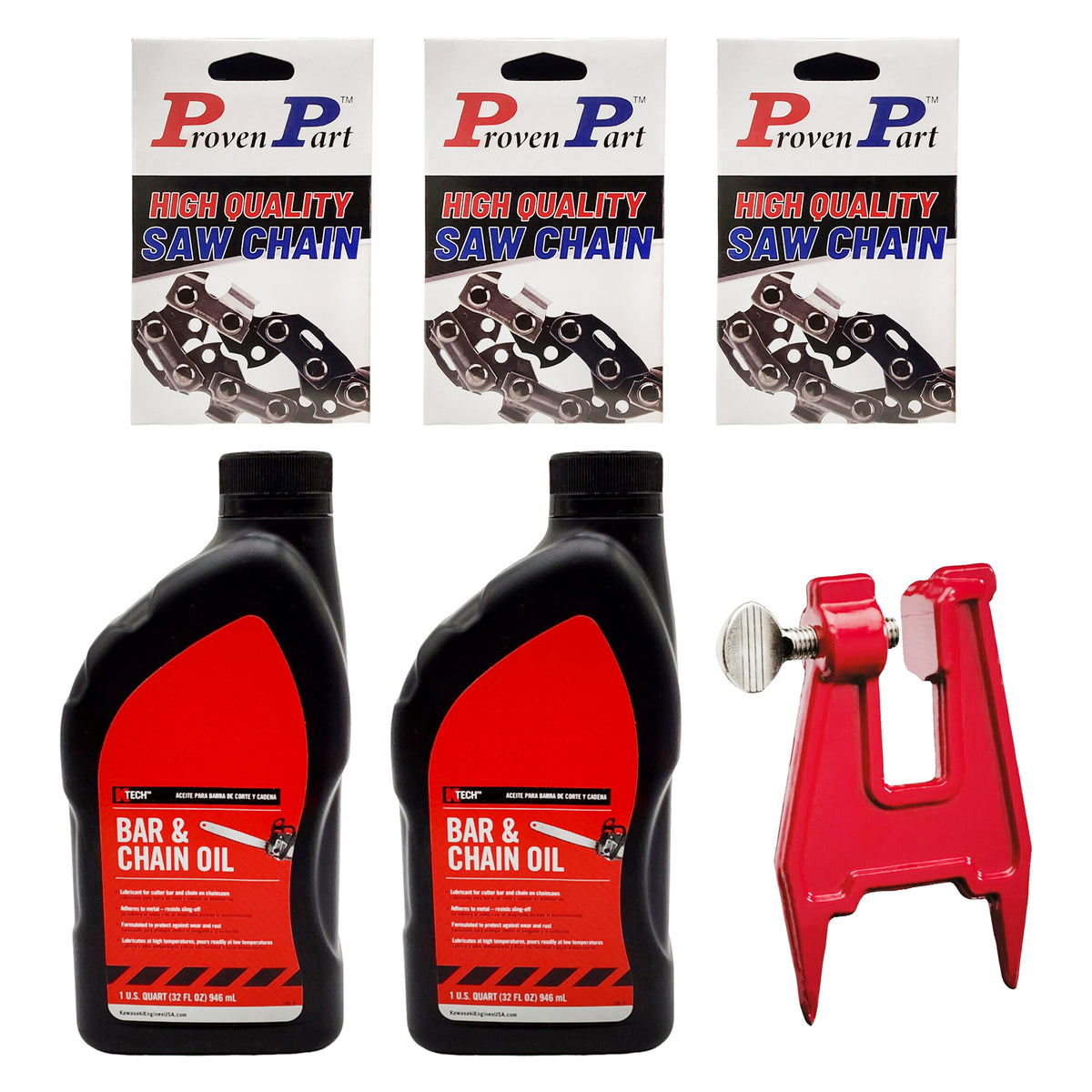 Proven Part (3) 18" Full Skip Chain For 18" Bar 3/8" Pitch .050" Gauge 66DL Fits Stihl 3676 005 0066 (2) Qt Oil (1) Stump Vise
