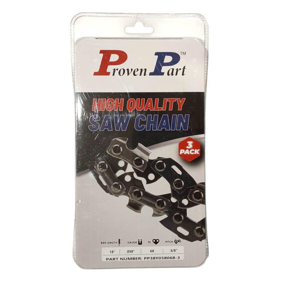 Proven Part 3-Pack of chainsaw Chain 38 Pitch 058 Gauge 68 DL Fits Husqvarna 581626968
