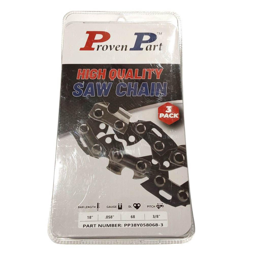 Proven Part 3-Pack of chainsaw Chain 38 Pitch 058 Gauge 68 DL Fits Husqvarna 581626968