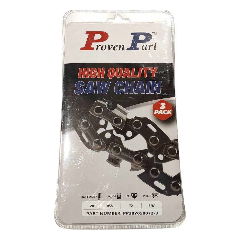 Proven Part 3-Pack of chainsaw Chain 38 Pitch 058 Gauge 72 DL Fits Husqvarna 581626972