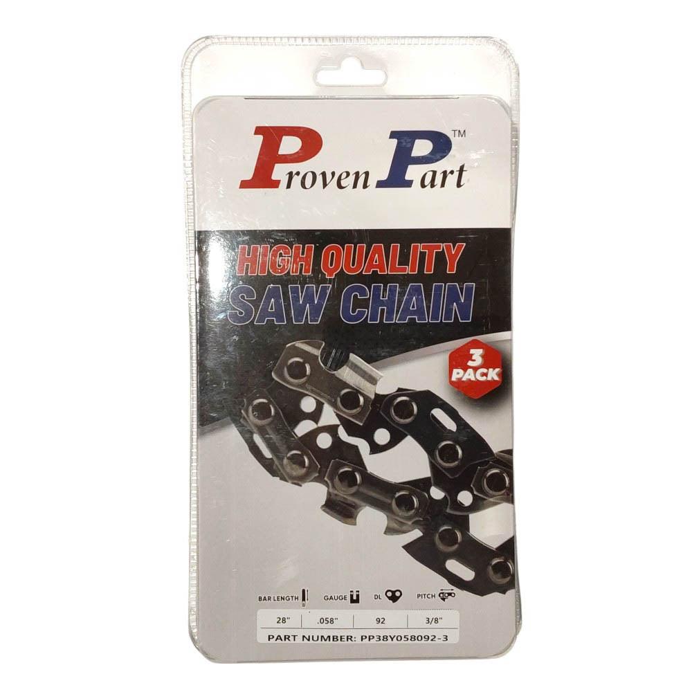 Proven Part 3-Pack of chainsaw Chain 38 Pitch 058 Gauge 92 DL Fits Husqvarna 581626992