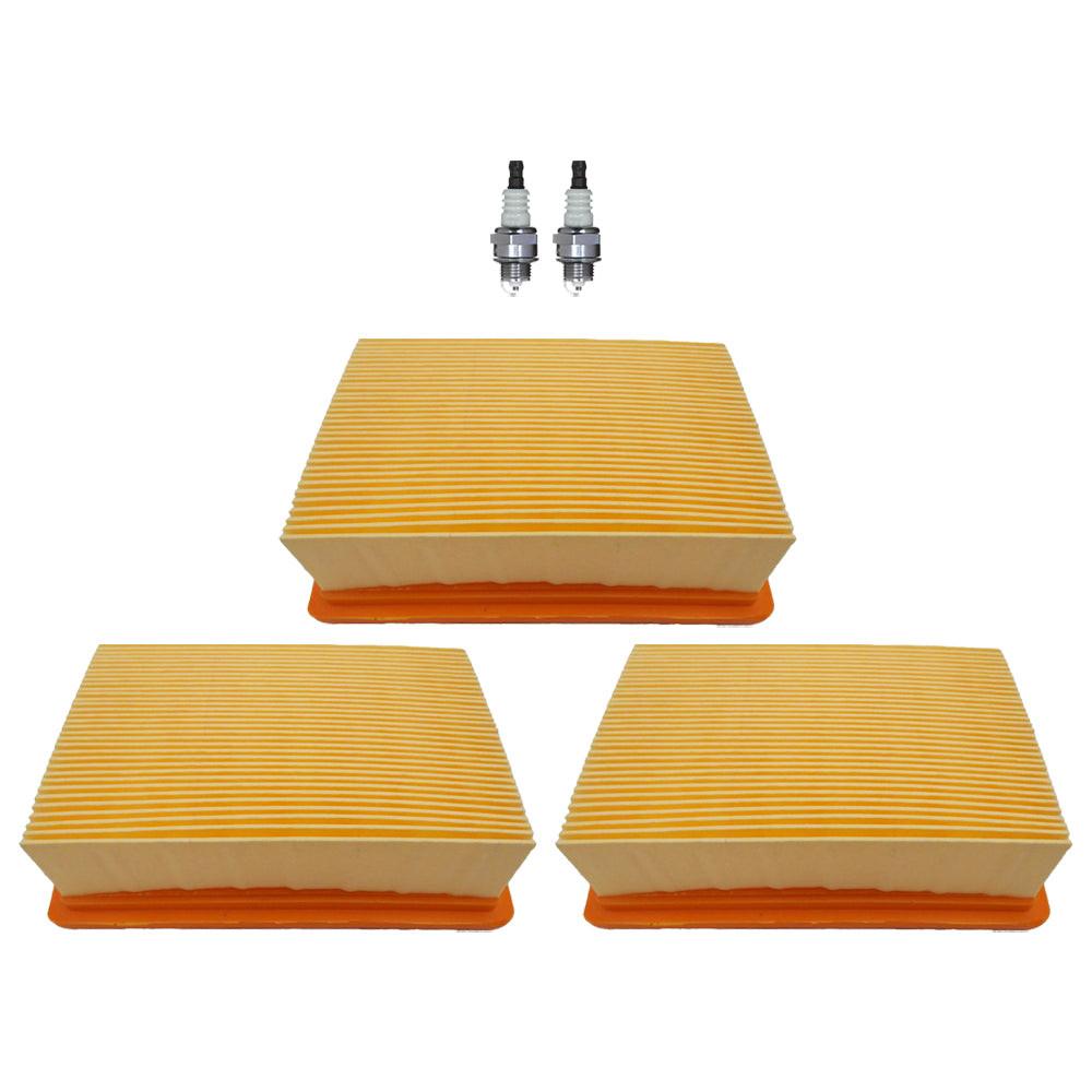 3PK Air Filter With Spark Plug Combo For Stihl BR350 BR450 SR440 Fits 4223 141 0300